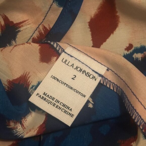 NEW Ulla Johnson Imara Blue Floral Cotton Short Sleeve Midi Dress | size 2 - Picture 15 of 16